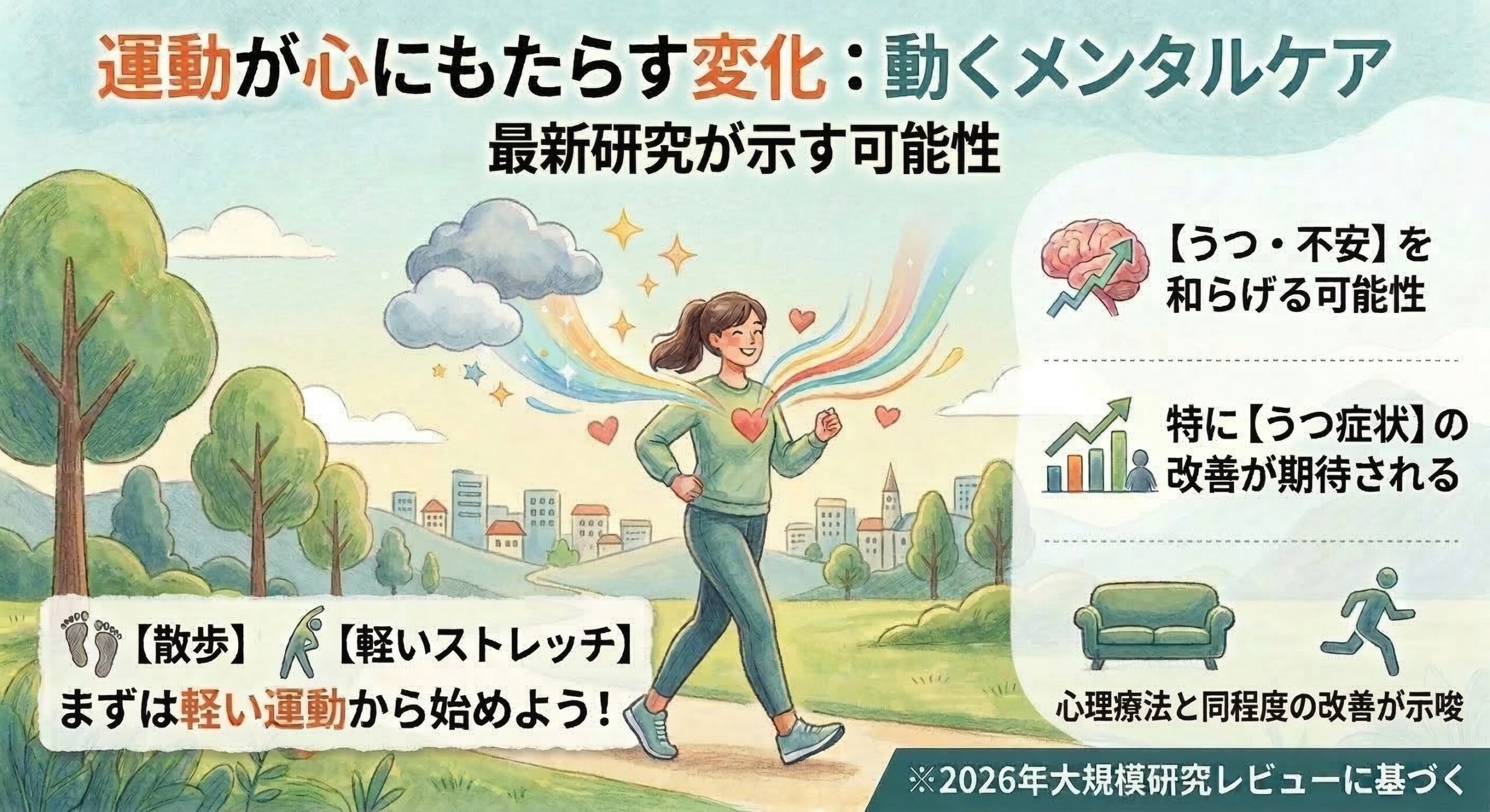 運動が心にもたらす変化：最新研究が示す「動くメンタルケア」の効果