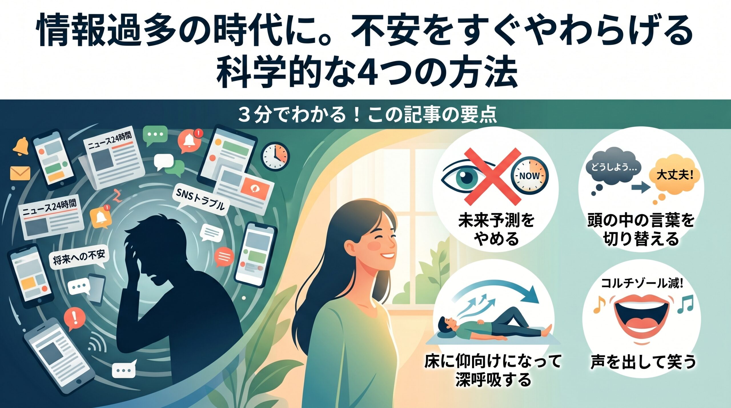 情報過多の時代に。不安をすぐやわらげる科学的な4つの方法