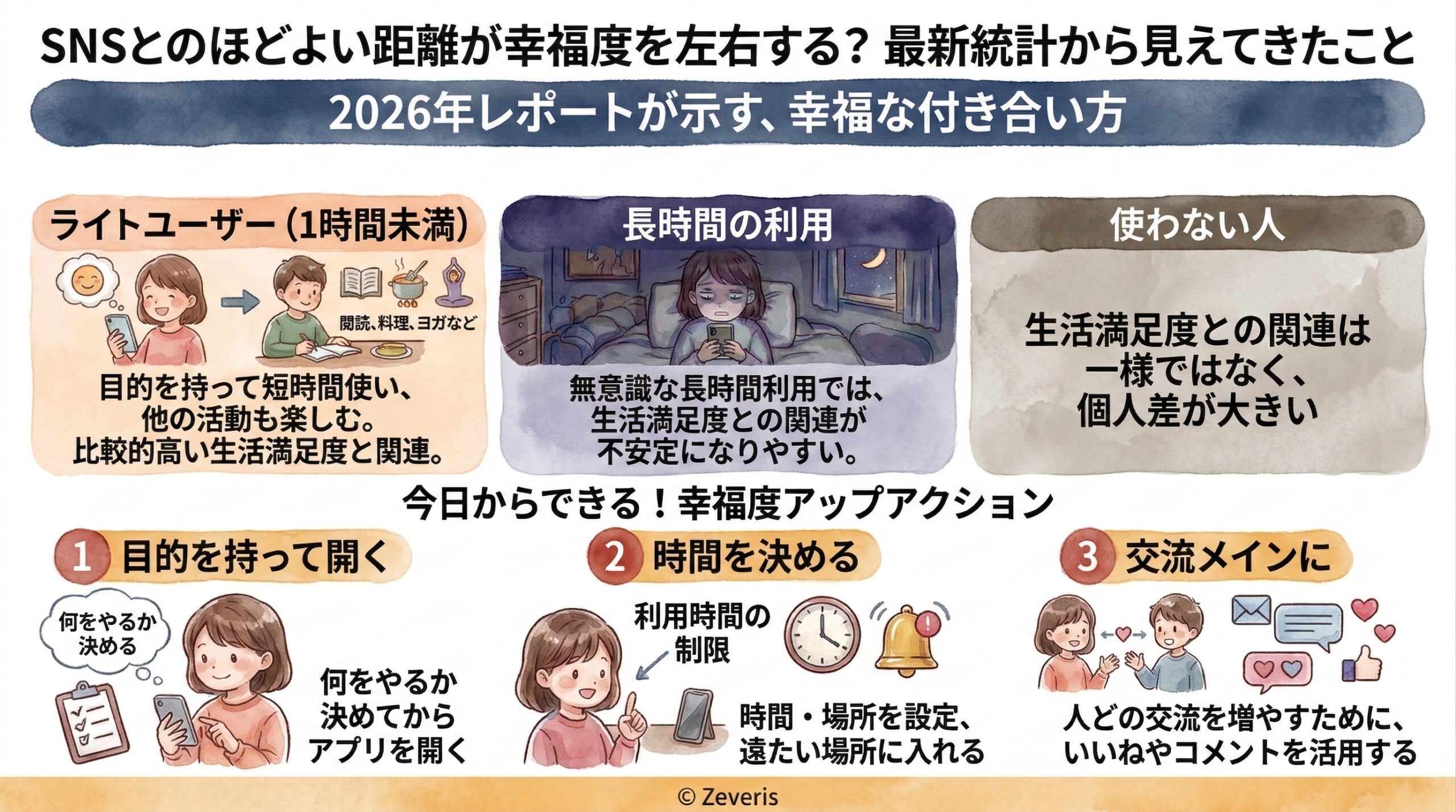SNSとのほどよい距離が幸福度を左右する？ 最新統計から見えてきたこと