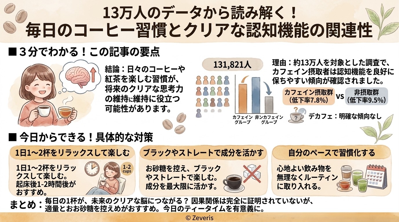 13万人のデータから読み解く！毎日のコーヒー習慣とクリアな認知機能の関連性
