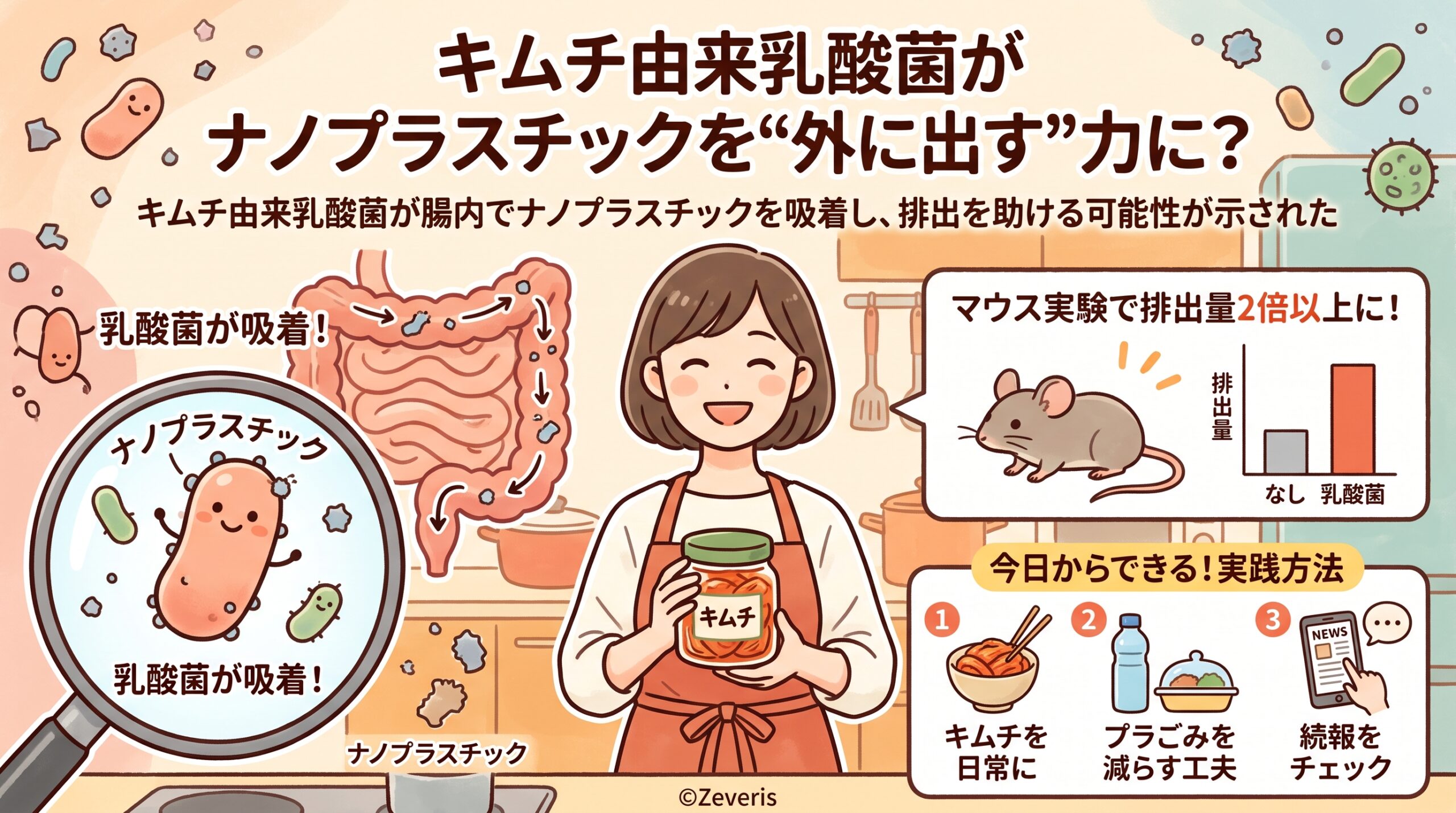 キムチ由来の乳酸菌が、体内のナノプラスチックを”外に出す”力に？