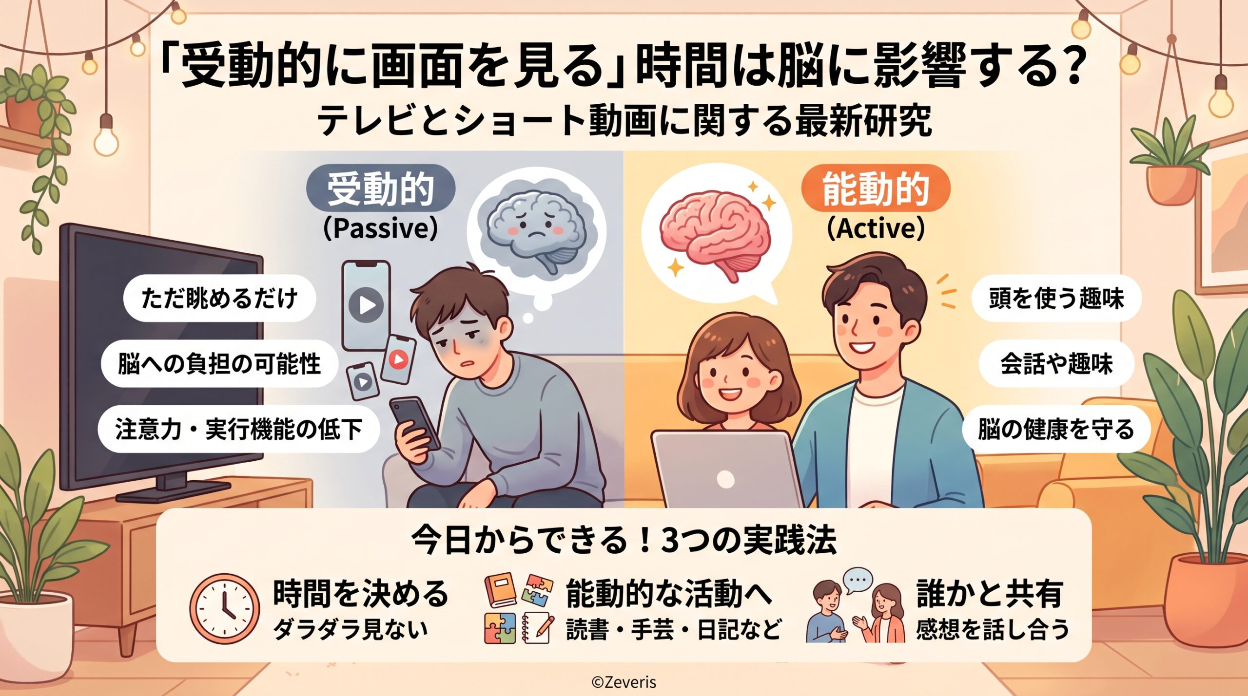 「受動的に画面を見る」時間は脳に影響する？テレビとショート動画に関する最新研究