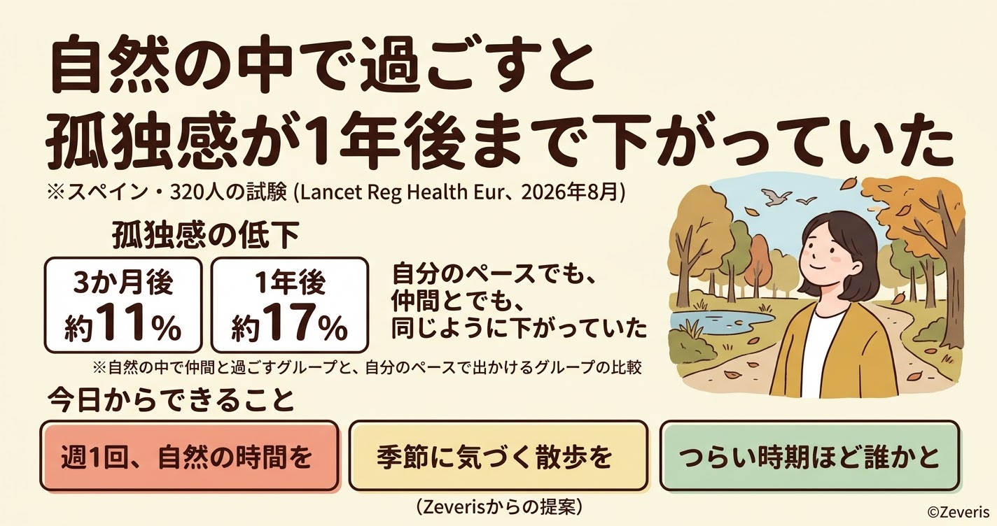 孤独を感じている大人が自然の中で過ごすと、1年後まで孤独感が下がっていた―スペインの320人の試験