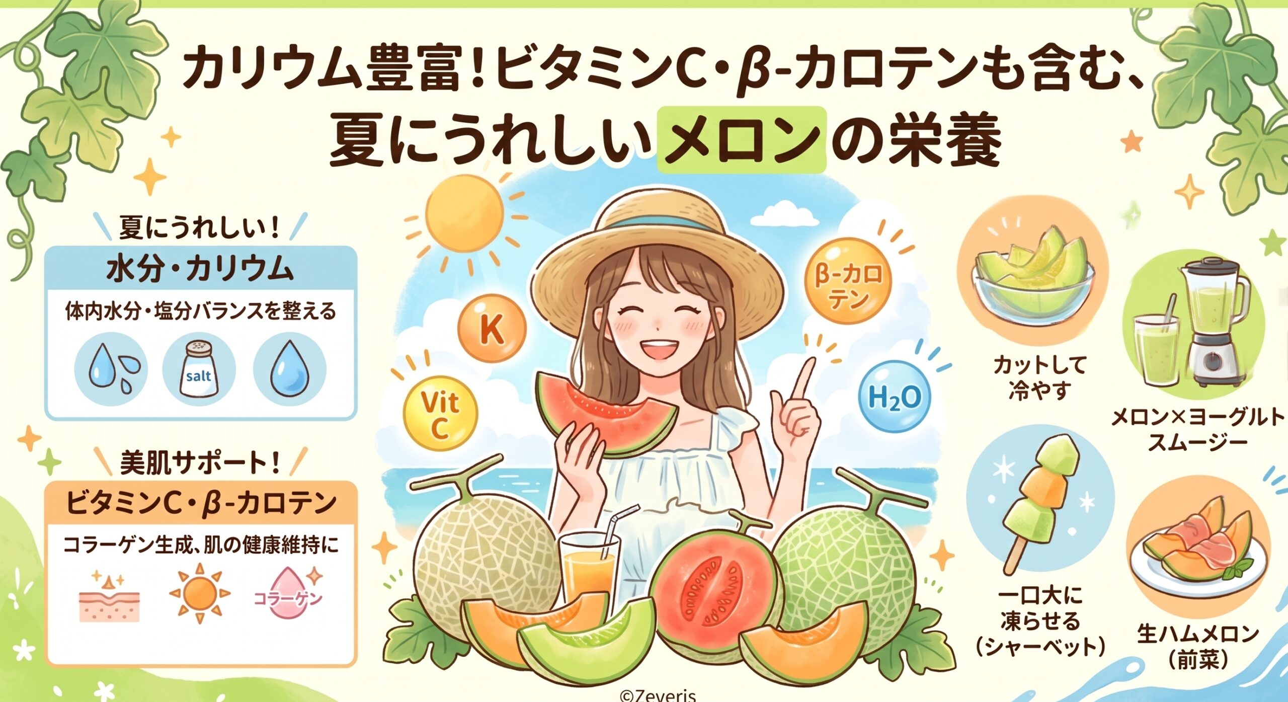 カリウム豊富！ビタミンC・β-カロテンも含む、夏にうれしいメロンの栄養