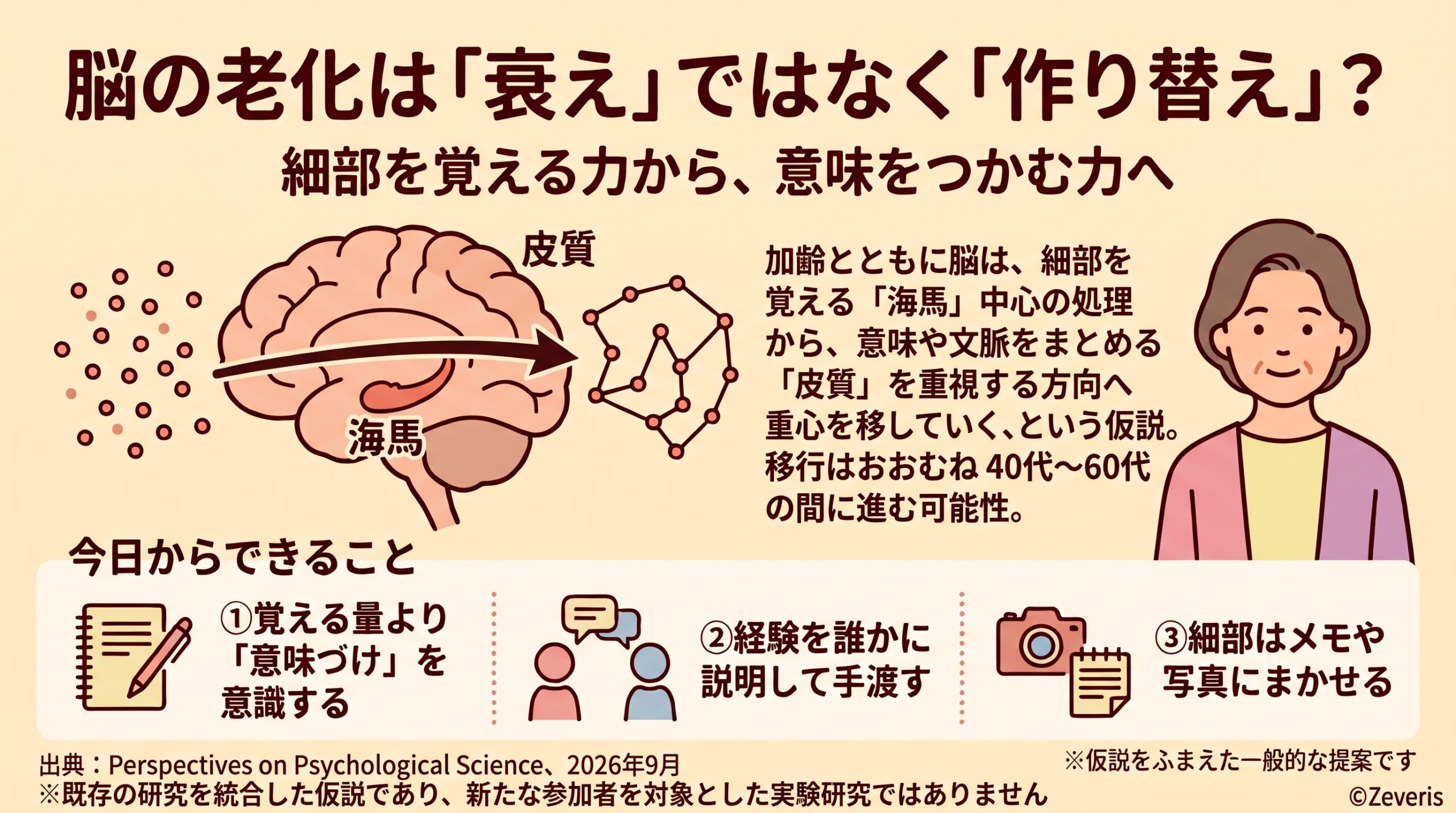 脳の老化は「衰え」ではなく「作り替え」かもしれない――細部を覚える力から、意味をつかむ力へ