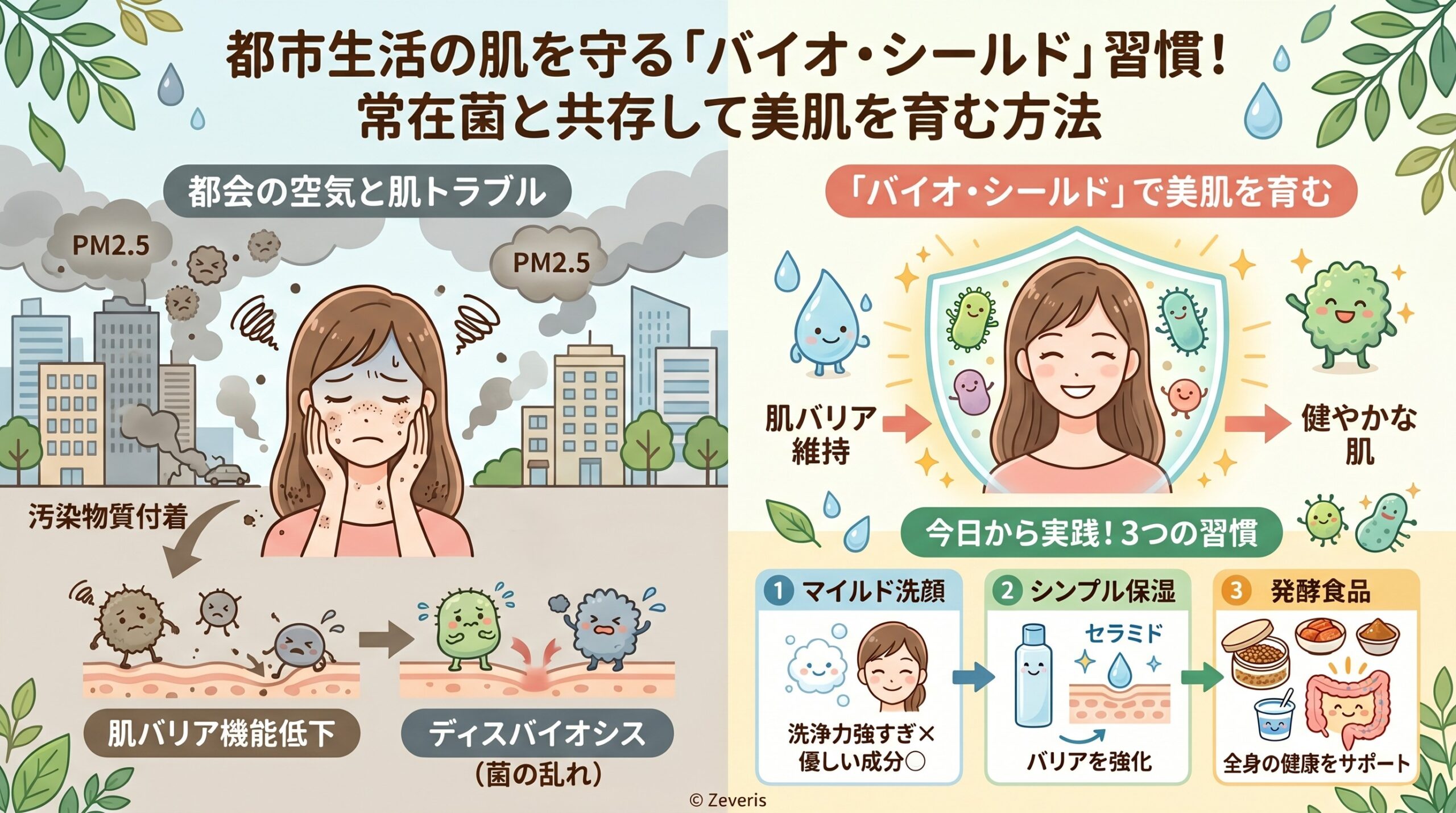 都市生活の肌を守る「バイオ・シールド」習慣！常在菌と共存して美肌を育む方法