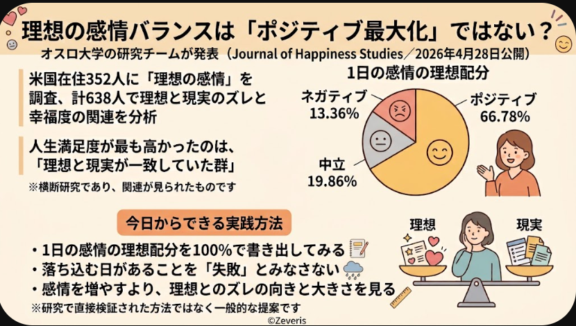 理想の感情バランスは「ポジティブ最大化」ではない?――638人の調査が示した「一致」という視点