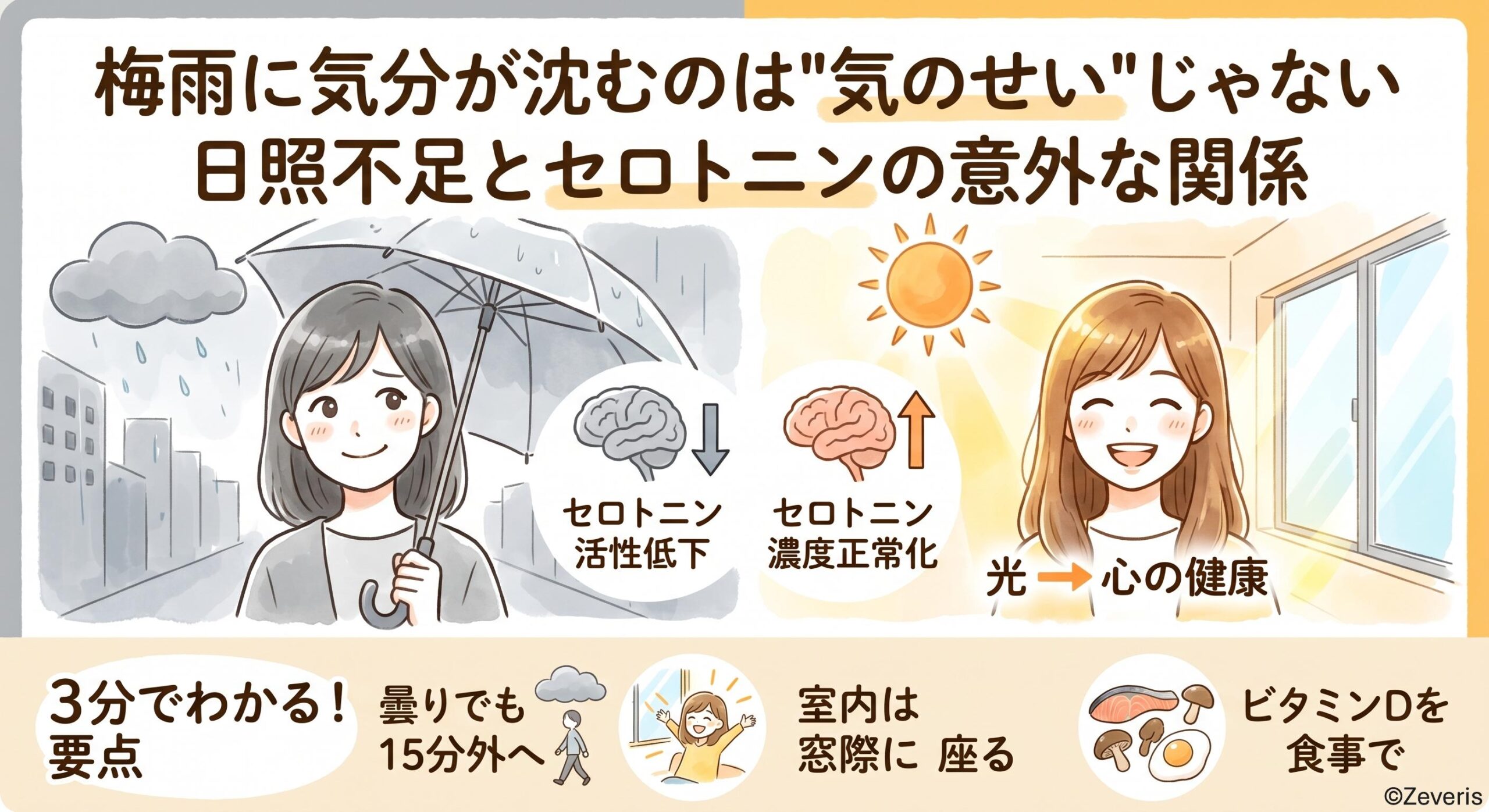 梅雨に気分が沈むのは”気のせい”じゃない──日照不足とセロトニンの意外な関係