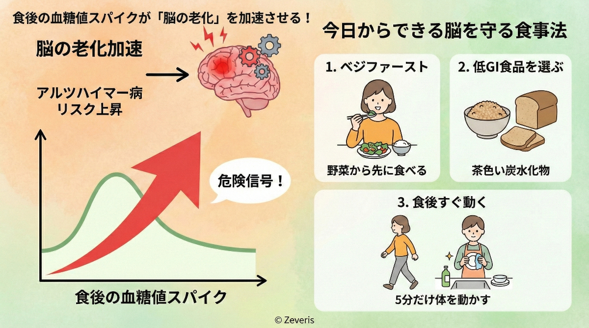 【2026年最新】ランチ後の「猛烈な眠気」は脳のSOS？食後の血糖値ケアが、未来の記憶力を守るカギだった