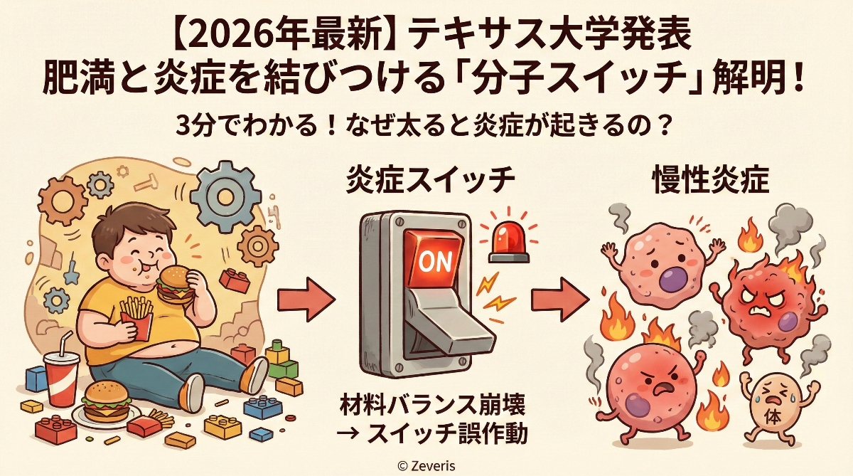 【2026年最新】テキサス大学サウスウェスタン医学センター発表：肥満と炎症を結びつける「分子スイッチ」を解明